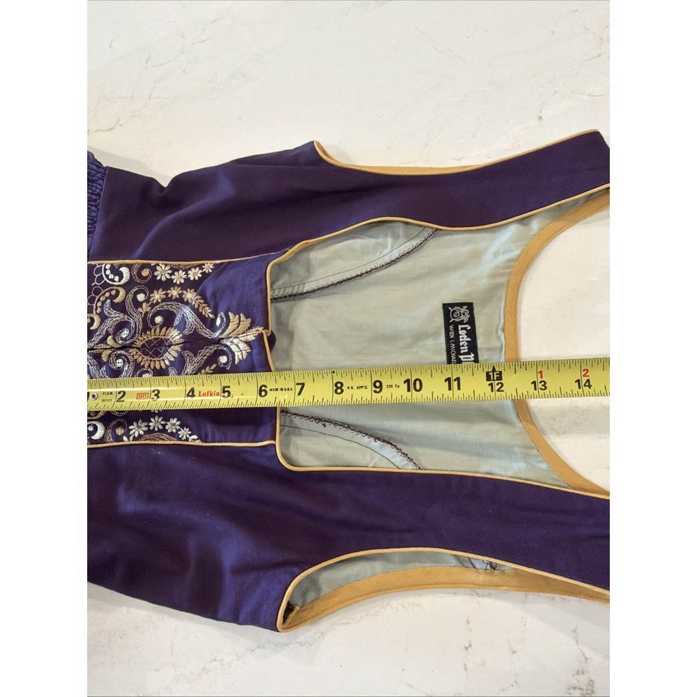 Vintage Loden Plankl Purple Embroidered Alpine Suit Women XS Oktoberfest Dirndl - Picture 6 of 12